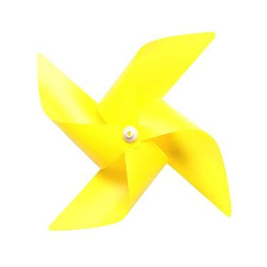 Imagem de 10 peças de cata-vento de plástico amarelo para decoração de gramado de jardim e enfeite de festa
