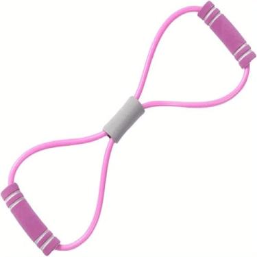 Imagem de Figura 8 faixas de resistência para ioga, faixa de fitness, corda de puxar, braço no peito e faixas elásticas de ombro, equipamento de exercício - rosa