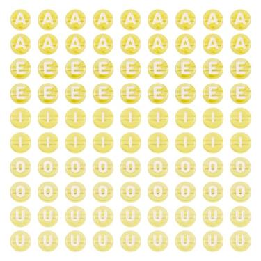 Imagem de Amuletos de contas de letra A E I O U com pingente de contas de 7 mm de acrílico para artesanato faça você mesmo, pulseira de amizade, 7x4mm, Acrílico, Sem Pedra Preciosa