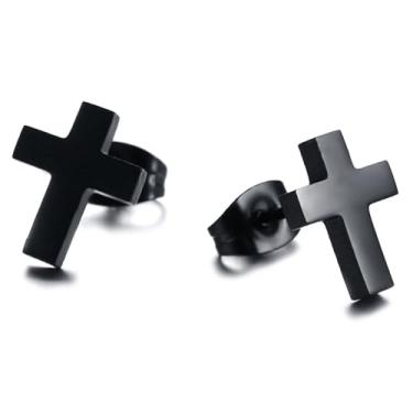 Imagem de Brincos cruzados para homens e mulheres, brincos delicados de cruz gótica, hipoalergênicos, simples, de aço inoxidável, pequenos, cruz, brincos religiosos, presentes para mulheres e homens, Small, Aço