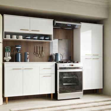 Imagem de Armário De Cozinha Antonella Com 9 Portas E 1 Gaveta Paneleiro Branco - Maxi Do Brasil