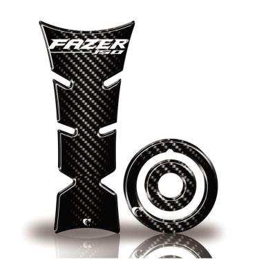 Imagem de Kit Protetor De Tanque E Bocal Moto Yamaha Fazer 150 Carbono Preto
