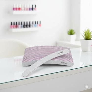 Imagem de Kit 25 Lixas Boomerang 100/180 – Laváveis e Reutilizáveis para Unhas de Gel, Fibra, Porcelana e Acrigel | Uso Profissional para Manicure e Pedicure