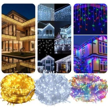 Imagem de Cascata 200 Led 5 Metros 8 Funções Luz Natal 127V e 220V - Zenx Medali