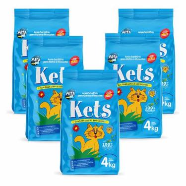 Imagem de Kit 5 Areia Sanitária Gatos Kets 4kg - Alfa Pet