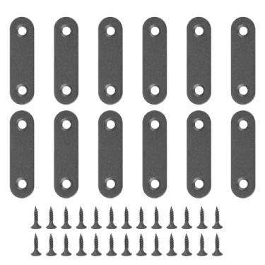 Imagem de Suportes de canto de aço inoxidável 5 x 0,63 cm, 12 peças de suporte em L para juntas de ângulo reto, fixadores de canto em forma de L com parafusos para prateleiras, preto