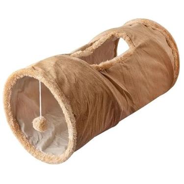 Imagem de Túnel Interativo para Gatos, Coelhos e Pets – Dobrável, Macio e Divertido | Playground Pet (Bege)