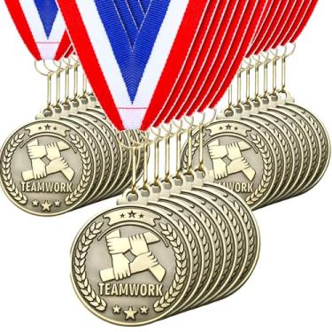 Imagem de Cunno 20 medalhas de ouro de 5 cm para vencedores de prêmios incentivam a participação em equipes para crianças e adultos troféu prêmio presente competições festa de formatura (trabalho em equipe)