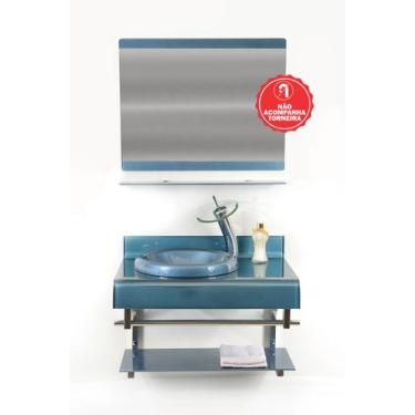Imagem de Gabinete de Vidro 70cm para Banheiro Espanha - EKASA, Azul