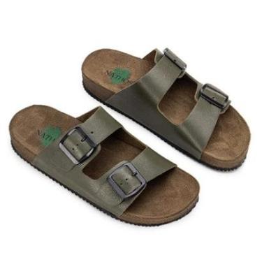 Imagem de Sandália Masculina Nathos de Couro Legítimo - Verde Militar-Masculino
