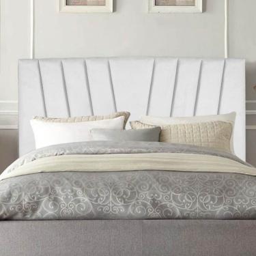 Imagem de Cabeceira Estofada Bélgica Queen Corino 160x126x11cm Branco Aurora Line