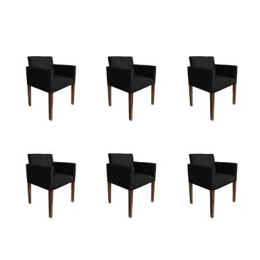 Imagem de Kit 6 Poltronas Nina Estilo Retrô Tecido Suede Ideal Para Sala De Estar - Preto - Cor: Preto