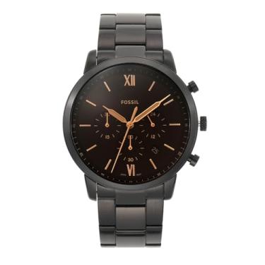 Imagem de Fossil Relógio masculino de quartzo com cronógrafo e pulseira de aço inoxidável FS5525, Preto, Men's Standard, Pulseira