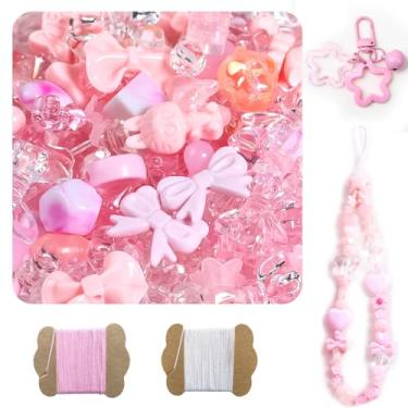 Imagem de Contas de acrílico sortidas de 500 g, 600 a 760 peças, contas fofas para fabricação de joias, 10 m, 0,8 mm, tira de nylon, flor, estrela, urso, arco estético, berloques kawaii para pulseira, colar