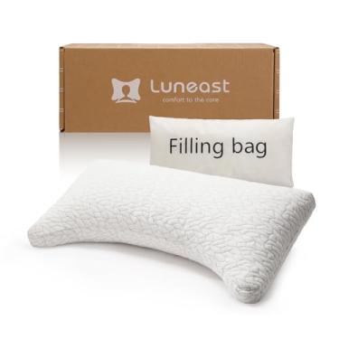Imagem de Luneast Travesseiros de espuma viscoelástica para dormir com suporte de pescoço ajustável, respirável, travesseiro de cama para dormir, nas costas e no estômago, capa de travesseiro lavável Stardust