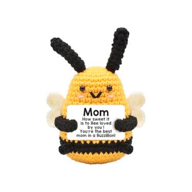 Imagem de Adorável abelha cravejada à mão – Acompanhante de apoio emocional positivo de 7 cm com cartão motivacional, decoração de mesa divertida para escritório/casa, presente para amigos/colegas/aniversários