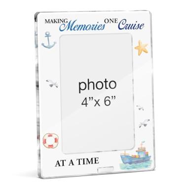 Imagem de FTRBXT Moldura de praia para férias costeiras, presentes para amantes de cruzeiros, para mulheres, homens, amigos, memórias litorâneas, um cruzeiro, moldura acrílica para fotos de 10 x 15 cm