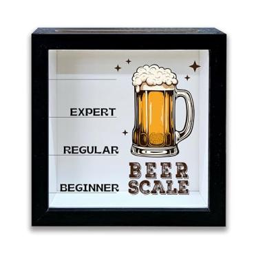 Imagem de HRIOROII Caixa de sombra em escala de cerveja com compartimentos, moldura de caixas de garrafa de 20 x 20 cm, decorações para bar, casa, caixa de saquê para lembranças, presentes engraçados para