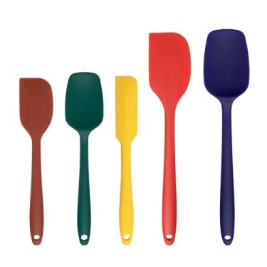 Imagem de Conjunto de espátulas de silicone de 5 peças, espátula de borracha de grau alimentício para assar, cozinhar e misturar, resistente ao calor, antiaderente, lavável na lava-louças, livre de BPA