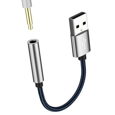 Imagem de HOYULLI Adaptador USB para conector de 3,5 mm USB-A macho AUX fêmea som externo áudio auxiliar fones de ouvido dongle cabo estéreo conversor de carro fones de ouvido microfone adaptador de música PC