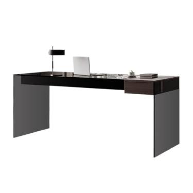 Imagem de Mesa de trabalho Mesa para laptop moderna e minimalista com gaveta, mesa de escrita estável tampo vidro para escritório doméstico(L)