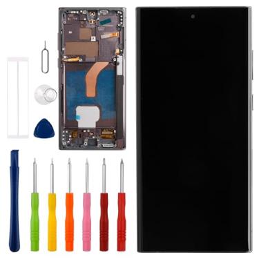 Imagem de [Versão dos EUA] [com moldura] Conjunto de digitalizador de tela sensível ao toque LCD Vvsialeek para Galaxy S22 Ultra [6,8 polegadas] com kit de ferramentas de reparo técnico - Função de impressão