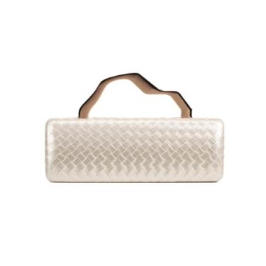 Imagem de MNBVUIW Bolsa feminina moderna de tecido para noite elegante de couro PU bolsa transversal para festa de formatura, Branco