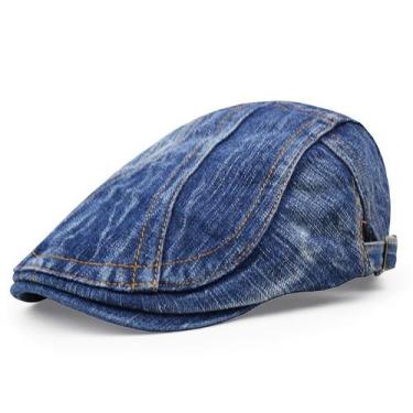 Imagem de Boné jeans para homens e mulheres vintage lavado Gatsby Newsboy - yiwe