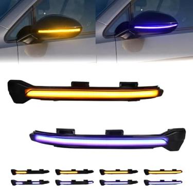 Imagem de CYBORICH Luzes de seta de LED sequenciais âmbar e azul para VW Golf MK7 7.5 GTI R GTD Sportsvan Indicador de espelho lateral dinâmico 2 peças