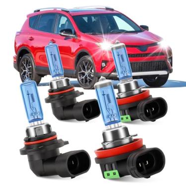Imagem de KINGSOFE Lâmpadas de farol automotivas adequadas para Toyota RAV4 2016-2018, 9012 Feixe duplo alto baixo e faróis de neblina H11, lâmpadas de halogênio super brilhantes 6000K super branca de alto
