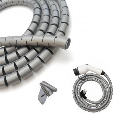 Imagem de WHLZYEVA Protetor de cabo de carregamento EV - Tear de fio resistente de 8,2 m para cabo de carregador de veículo elétrico | Manga de cabo dividida durável para garagem, garagem e uso externo |