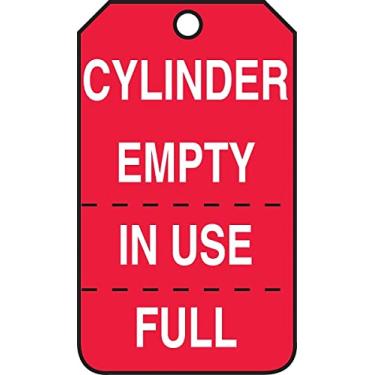 Imagem de AccuformNMC Gas Cylinder Tags, 25 Pack Perforated, Cylinder Status Tags “Cylinder Full, in Use, Empty”, 5.75” x 3.25”, Water-Resistant 10-mil Thick PF-Cardstock, Made in USA, MGT206CTP
