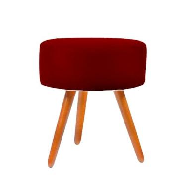 Imagem de Puff Puf Banqueta Redondo Para Camarim Suede Pés Palito Cor:vermelho