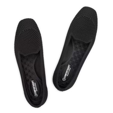 Imagem de Frank Mully Sapatos Femininos Mocassins Bico Quadrado Confortáveis Para Escritório, Calçados Fofos Dirigir E Caminhar, Com Cadarço, Malha Preta, 7