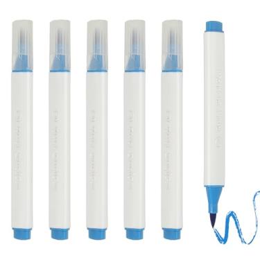 Imagem de PATIKIL Caneta de aquarela de arte, 6 peças, caneta de aquarela triangular de ponta macia para escritório, artesanato, álbuns, escrita, diário, desenho, caligrafia, azul médio