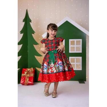 Imagem de Vestido Infantil Xadrez Vermelho para Natal Juvenil Festa Luxo - no-br