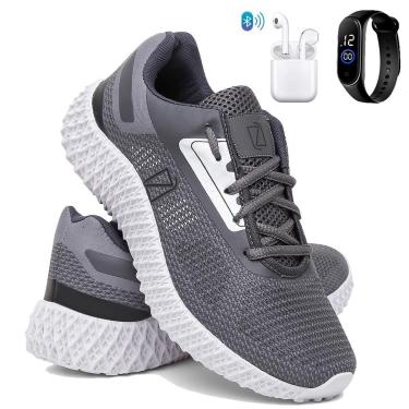 Imagem de Tênis Masculino de Corrida e Academia Super Leve e Confortável com Fone e Relógio-Masculino