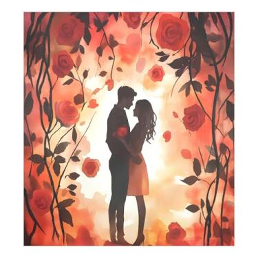 Imagem de SEHANY Capa magnética para máquina de lavar louça, pintura romântica para casais de Dia dos Namorados, adesivos magnéticos decorativos antiarranhões para painel de geladeira e lava-louças, decoração