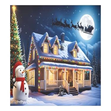 Imagem de SEHANY Capa magnética para lava-louças de Natal Snowy Town, adesivos magnéticos para decoração de Natal para painel de geladeira e lava-louças, decoração de Natal de cozinha doméstica 58 x 66 cm