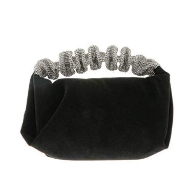 Imagem de LUOZZY Bolsa de veludo feminina com strass para mulheres, bolsa carteira delicada para festa noturna (preta)