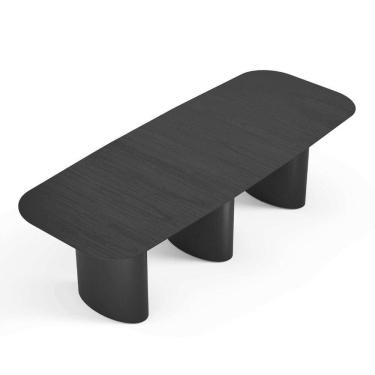 Imagem de Mesa De Jantar Orgânica Tivoli 320cm X 110cm 10 Lugares Lamina Cinamomo Preto