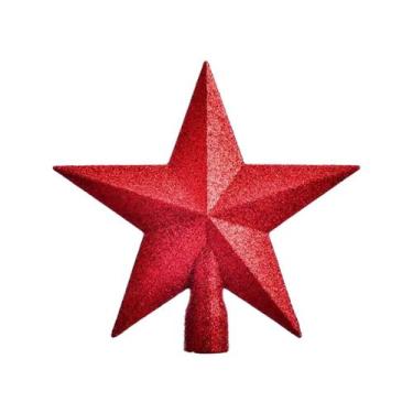 Imagem de Estrela de Natal Luxuosa Para Topo de Árvore Vermelha 19cm - NoBrand