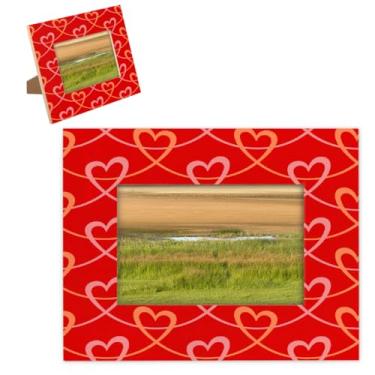 Imagem de hongjinglin Porta-retrato de 28 x 35 cm, moldura de madeira com estampa de coração, amor, vermelho, com tapete para parede e mesa, para decoração de casa e amigos da família, ideias de presente de