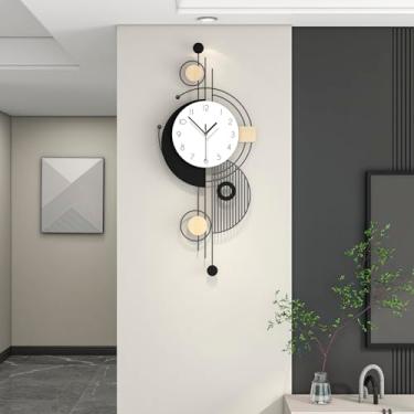 Imagem de JUJUDA Relógio de parede preto grande para decoração de sala de estar, relógio de parede decorativo grande e moderno para cozinha, escritório, quarto, decoração de casa, operado por battey, relógio