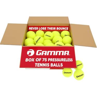 Imagem de GAMMA Caixa de bolas de tênis esportivas sem pressão – ideal para prática, ensino e treinamento com feltro de alta visibilidade – quadra interna e externa – pacotes com 48 e 75 tamanhos