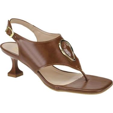 Imagem de Sandália Feminina Salto Taça Fino Médio Festa Copinho - LAZZLU, Carame