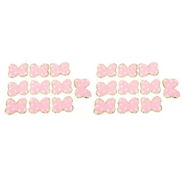 Imagem de Arcos de ferro em remendos moda rosa fofo faça você mesmo costura de laço bordado remendos de chenille para mochilas roupas jaquetas cores brilhantes que não desbotam 20 peças 5 x