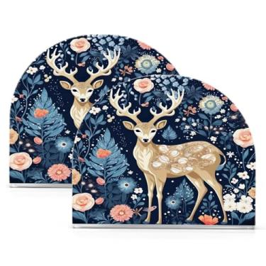 Imagem de Wassud Porta-guardanapos de acrílico floral Deers, dispensador de guardanapos de papel moderno em forma de U para mesa, cozinha, sala de jantar, bancada 2 peças (comporta 50-60 guardanapos)
