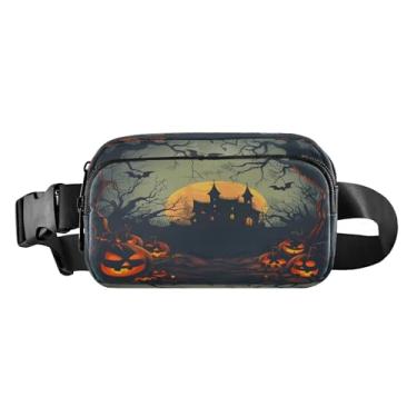 Imagem de CEBUGI Pochetes de caminhada para homens e mulheres, fundo de Halloween, moderno, resistente à água, com cinto ajustável para treino, viagem, corrida