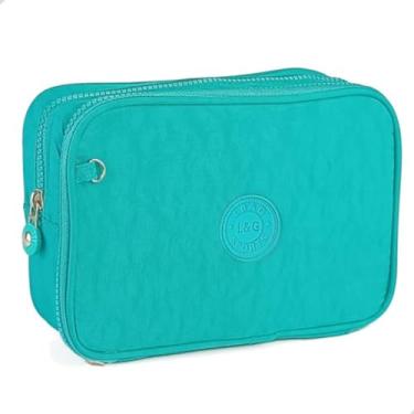 Imagem de Estojo Escolar Feminino Box Jumbo Compartimentos Para Caneta Lápis Bolsinha Organizadora (VERDE CLARO)